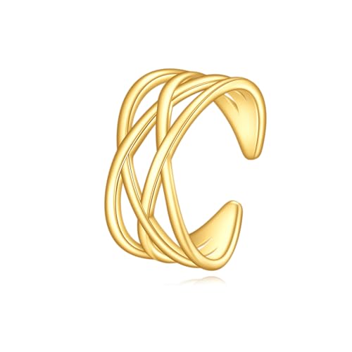 GEHN 14k Solid Gold Celtic Ear Cuffs Real Yellow Gold Celtic Knot Clip On Earrings Non Piercing Earrings Irish Jewelry for Women Wife Mom （Only 1 PCS ）