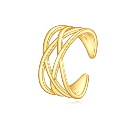 GEHN 14k Solid Gold Celtic Ear Cuffs Real Yellow Gold Celtic Knot Clip On Earrings Non Piercing Earrings Irish Jewelry for Women Wife Mom （Only 1 PCS ）