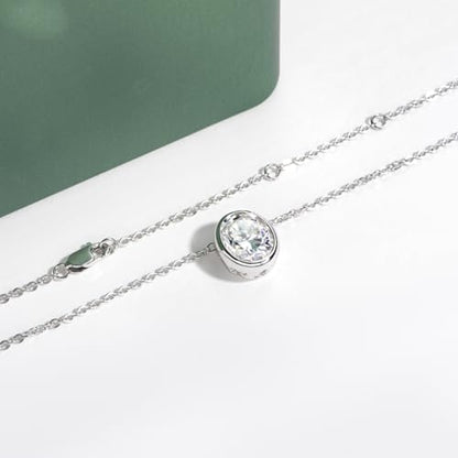 Moissanite Necklaces, 925 Sterling Silver Pendant Necklace for Women Men - style: Oval Cut
