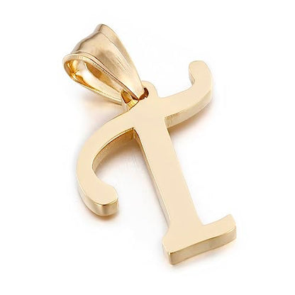 Initial Charms Gold Initial Pendant 14k Gold Letter Charm Name Pendant for Women and Men - style: T