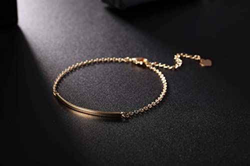PERNNLA PEARL Dainty Gold Bar Bracelet for Women Simple Delicate Thin Cuff Bangle Hook Bracelet 18K Gold Plated Handmade Minimalist Jewelry - color: 1.Bar Bracelet