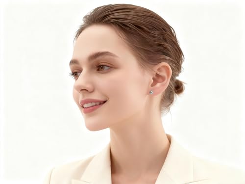 Grey Faux Pearl Stud Earrings, S925 Silver Posts Hypoallergenic for Women - color: Tahitian Platinum Grey, size: 8mm