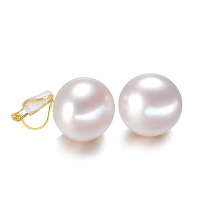 Pearl Clip on Earrings for Women Drop Clip Earrings for Women Gold Plated White Imitation Pearl Earrings Fashion - color: White Pearl 10mm