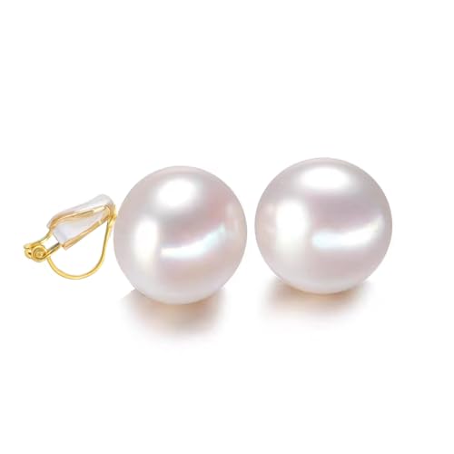 Pearl Clip on Earrings for Women Drop Clip Earrings for Women Gold Plated White Imitation Pearl Earrings Fashion - color: White Pearl 10mm
