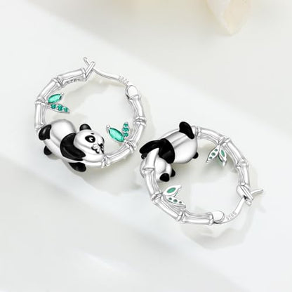 Floral Hoop Earrings 925 Sterling Silver with 14K Gold Plating – Lightweight CZ Flower Hoops | Hypoallergenic Jewelry for Women | Gift Box + Polishing Cloth - color: 22mm Panda Earrings