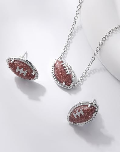 Football Stud Ball Earrings for Women Men - 18K Gold Plated Brass Sport Jewelry for Anniversary Fans Holiday