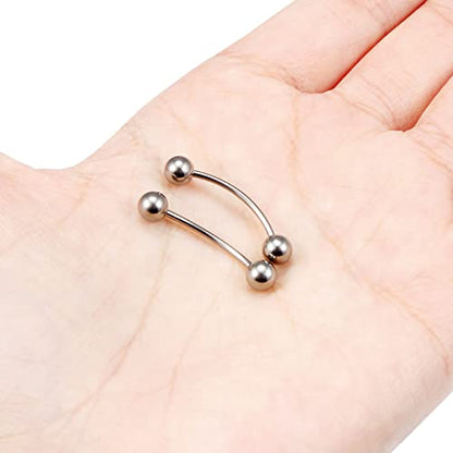 14G 16G Eyebrow Piercing Jewelry G23 Titanium Curved Barbell Eyebrow Ring Vertical Labret Lip Jewelry Rook Daith Earrings Piercing Jewelry for Women Men 6mm 8mm 10mm 12mm 14mm 16mm - color: 16G-16mm