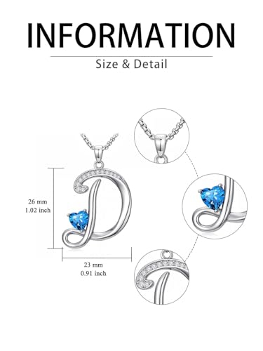 A to Z Initial Birthstone Pendant Necklaces Name Jewelry for Women | 18K White Gold Plated Personalized Alphabet Jewelry Anniversary Christmas Birthday Gifts for Wife Her Daughter Girlfriend - color: D Initial-12-Dec