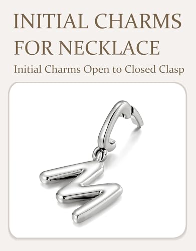 OVRUNS Initial Charm for Women Letter Bracelet Necklace Charms With Clasp | Alloy,nickel,safe for sensitive skin,Pendant with install clasp,fits bracelets with necklaces,great for gift - color: Silver, style: Letter M