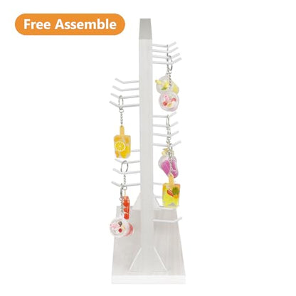 Ikee Design Wooden Jewelry Earring Display Rack, 20 Removable Metal Hooks | Wooden 5 Tiers Jewelry Display Rack with Hooks: Comes with 20 removable metal hooks for earrings, earring cards, bracelets. - color: e) Wash White w/White Hook, 2 Pieces