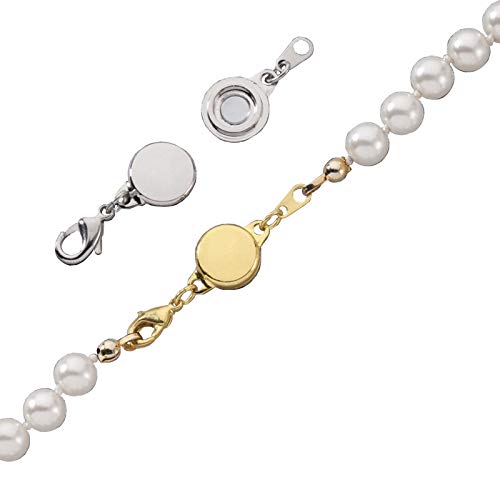 Zpsolution Locking Magnetic Jewelry Clasp, Gold and Silver | For Necklace and Bracelet, Easy to Use, Strong Magnet, Flat Design, Light and Small - color: Round Gold and Silver