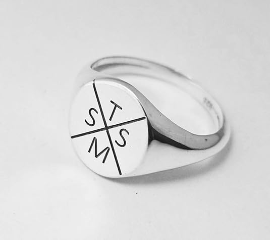 Custom Monogram Initial Signet Ring for Men & Women – Personalized Letter Engraved Round Ring in Brass or 925 Sterling Silver, Handmade Custom Jewelry Gift, Sizes 2-13