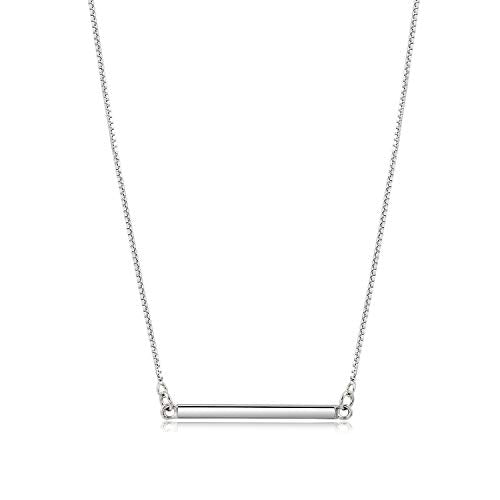 CISHOP Minimalist Bar Necklace for Women Horizontal Bar Necklace Pendant necklace for women - color: Sterling Silver