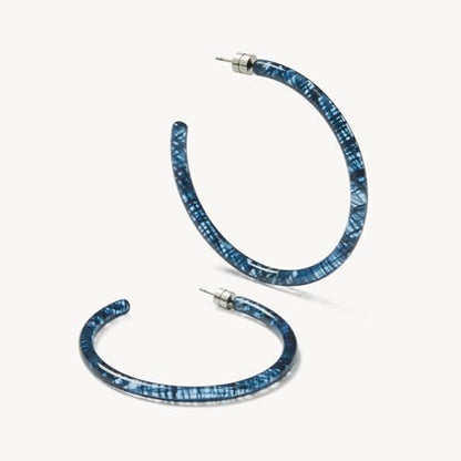 Circle Hoop Earrings Acetate Resin Fashion Jewelry for Women - color: Chambray, size: Large