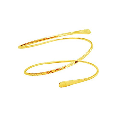 Upper Arm Cuff Bracelet Minimalist Armband for Women Fashion Jewelry | Coil Open Armlet Adjustable Bangle Trendy Layered Summer Jewelry Party Wedding Daily Wear Gift Dia 3.7" - color: Gold