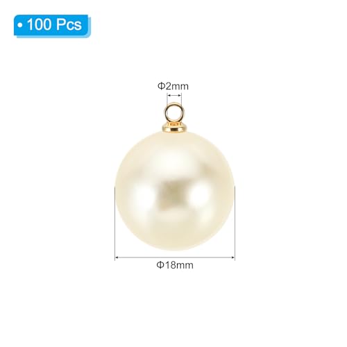 PATIKIL Pearl Charm, 100pcs Pearl Beads Faux Pearl Pendant Charm DIY for Jewelry Making Bracelets Earrings Necklace Crafts - color: Golden Beige, size: 18mm