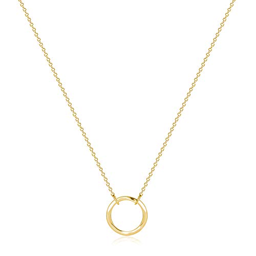 Fettero Pendant Necklace Gold Choker Layered Coin Open Karma Circle Full New Crescent Moon 14K Gold Plated Simple Dainty Necklaces for Women Jewelry Gift - style: Karma Circle Gold