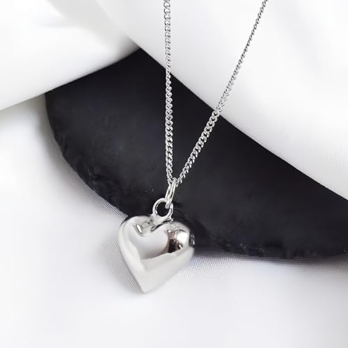 Elegant Twist Chain Necklace with Heart Shape Pendant for Women & Men – Silver Plated Dainty & Durable 2.3mm Chain