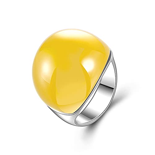 Big Red Semi-Precious Stone Jewelry Ring for Female Girls Rings opal Anillos Accessories Ring - color: Yellow