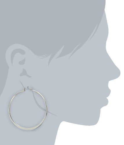 Amazon Essentials Gold Plated or Stainless Steel Flattened Hoop Earrings - color: Stainless steel, size: 55 mm
