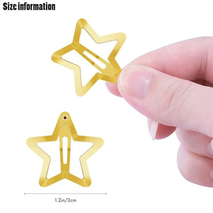 Star Hair Clips 2000s Y2K Gold Silver Star Hair Accessories Snap Hair Barrettes Non Slip Metal Hair Clips for Girls Women -30 PCS 1.18" - color: 30 P -1.18"-gold,silver