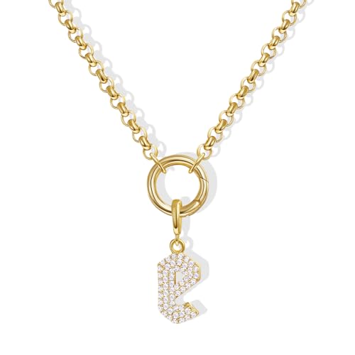 KissYan Custom Charm Necklaces for Women, 14K Gold Plated Initial Letter Pendant Box Chain Necklace Dainty Jewelry Gift - style: Gold E