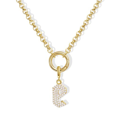 KissYan Custom Charm Necklaces for Women, 14K Gold Plated Initial Letter Pendant Box Chain Necklace Dainty Jewelry Gift - style: Gold E