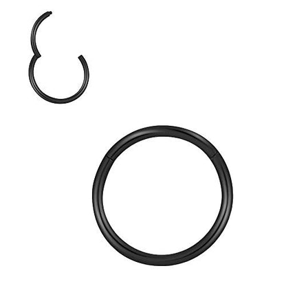 Nose Rings Hoop, 316L Surgical Steel 20G 18G 16G 14G Hypoallergenic Nose Rings Septum Cartilage Hoop Earring Conch Piercing Jewelry for Women, Diameter 5mm to 14mm, Gold, Rose Gold, Silver, Black - style: 1pcs, Black, 20g, Diameter: 5mm