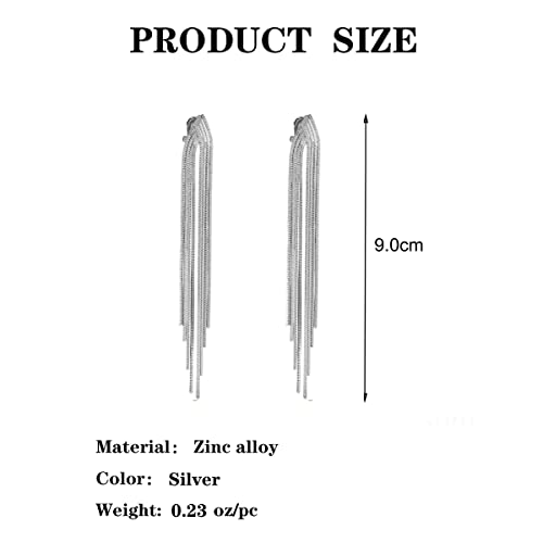 Women's Statement Clip-On Earrings Hypoallergenic Lightweight Clip Earrings - color: E-silver tassel