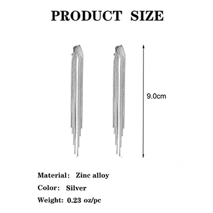 Women's Statement Clip-On Earrings Hypoallergenic Lightweight Clip Earrings - color: E-silver tassel