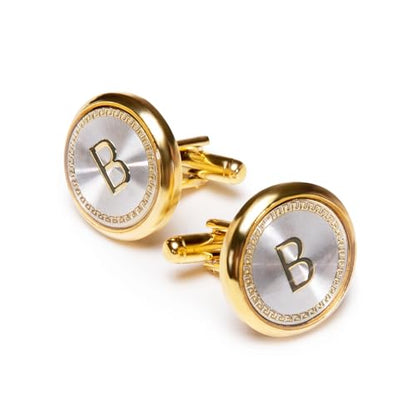 Barry.Wang Mens Cufflinks Tie Clip French Stylish Cuff Links Wedding Shirts Cuff Buttons Elegant Gift Necktie Pin - style: Gold Silvery B