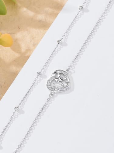 Dorunmo Initial Anklet 925 Sterling Silver Letter A-Z Layered Heart Anklet Beach Jewelry Birthday Gifts for Women - color: M
