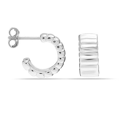 LeCalla Real 925 Sterling Silver C Hoop Earrings | Lightweight Small Hoops Italian Half Earring Hoops for Women - color: Charlotte C Hoops- 17mm