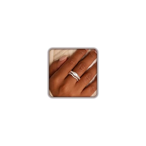 the City Rings for Women, Dainty 14K Gold Plated Stackable Thin Pinky Thumb Ring Set Hypoallergenic Wedding Bands Engagement Rings Non Tarnish Trendy Stuff Gold Jewelry Set Birthday Gifts for Mom - color: Silver Plated