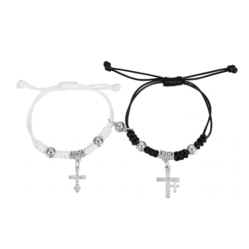 Matching Bracelets for Girlfriend Boyfriend, Couples Bracelets for Her Him, Matching Bracelet for Couples, Friendship Bracelets for Best Friends, Christmas Birthday Valentines Gifts for Women Men - style: Cross
