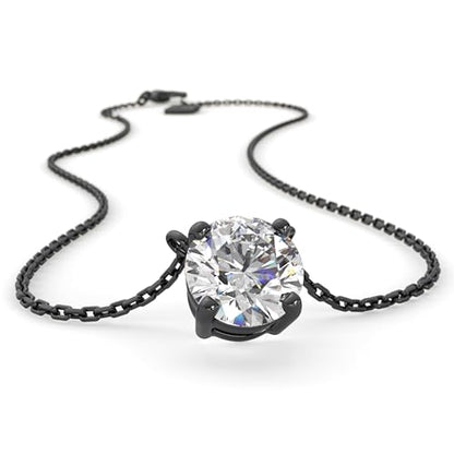 SERASAR Solitaire Necklace Women Round Minimalist Gift Wife Girlfriend Mom - color: Black, style: Zirconia