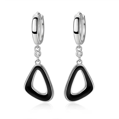 Fashion Huggie Hoop Earrings for Women Teens White Gold Cubic Zirconia Love Heart Hoops Polygonal Exaggerated Geometric Drop Dangle Earrings Black And White Squares Minimalist Everyday Jewelry Gifts - style: Round