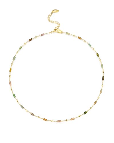 SNGIA Colorful Beaded Choker Necklace for Women, Gold Tone Adjustable Multicolor Rectangular Bead Necklace, Delicate Minimalist Layering Jewelry Gift - style: Multicolor Bar