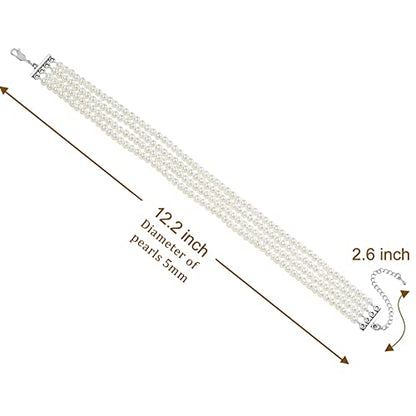 BABEYOND Round Imitation Pearl Choker Necklace Multi Strands Choker 20s Flapper Necklace Accessories for Gatsby Themed Party - style: 4-layer