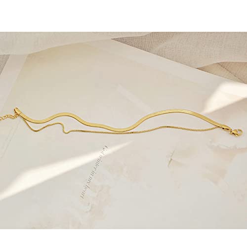 Anklet Bracelets for Women Stainless Steel, Gold Anklets Bracelet for Womens Double Layer Chain Beach Anklet Chain Jewelry