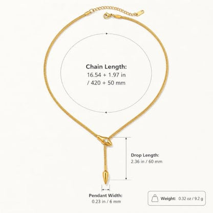 Roe Dolph Snake Chain Lariat Necklace for Women Gift Fashion Accessory Adjustable Y Necklace Sliding Bead Drop Pendant Gold Tone Silver Tone - color: A3：gold