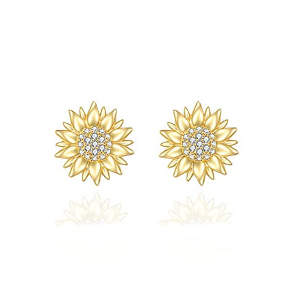KECHO 14k Yellow Gold Sunflower Jewelry for Women, Fine Gold You are My Sunshine Jewelry Gifts for Her - style: Sunflower Earrings