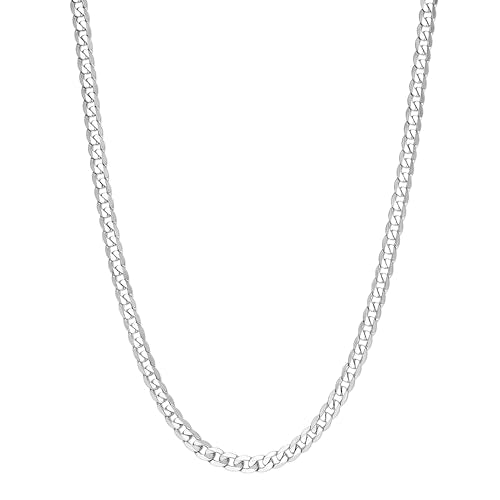 Monily Silver Chain for Men Stainless Steel Curb Chain Necklace Women - size: 32 Inches, style: 4 mm wide