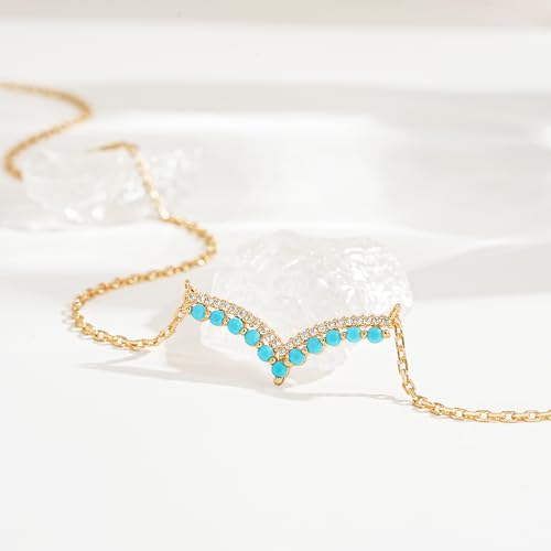 Fettero Dainty 14K Gold Plated Cubic Zirconia Necklaces for Women, Simple Bar Pendant Necklace, Mix-color Rainbow Jewelry Gold Necklace for Women Trendy Gifts - style: Tur V