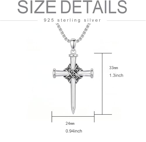 Cross Necklace for Men Women 925 Sterling Silver Cross Pendant Necklace Christian Religious Jewelry Gifts for Anniversary - color: 28-Nails Thorns Cross2
