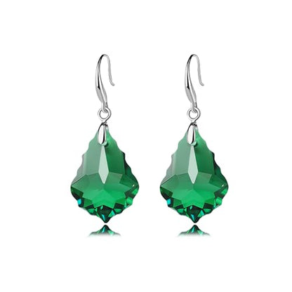 EVEVIC Austrian Crystal Baroque Teardrop Dangle Earrings for Women | 14K Gold-Plated,Hypoallergenic,Brilliant Facets,Fluid Movement,Easy-Wear Fishhook Fit,For Daily Wear And Special Occasions - color: Green