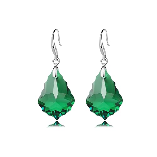 EVEVIC Austrian Crystal Baroque Teardrop Dangle Earrings for Women | 14K Gold-Plated,Hypoallergenic,Brilliant Facets,Fluid Movement,Easy-Wear Fishhook Fit,For Daily Wear And Special Occasions - color: Green
