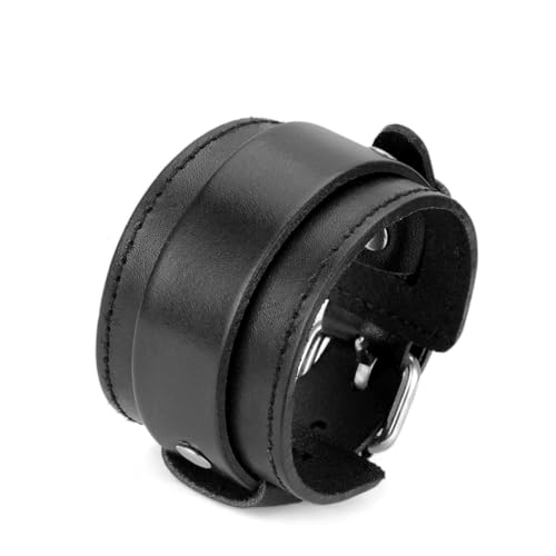 JAOYU Punk Leather Cuff Bracelet Goth Leather Wristband Rock Bracelet Biker Bracelet for Men Leather Armband Black Handmade Jewelry - color: Heavy Metal Leather Bracelet