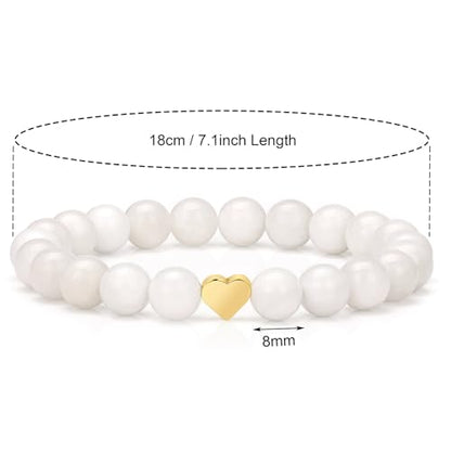Healing Bracelet For Women Anxiety Beaded Bracelets Jewelry Healing Stone Crystal Bracelet Stress Relief Yoga Beads Chakra Bracelets Gifts For Women pink - color: Heart-Moonstone