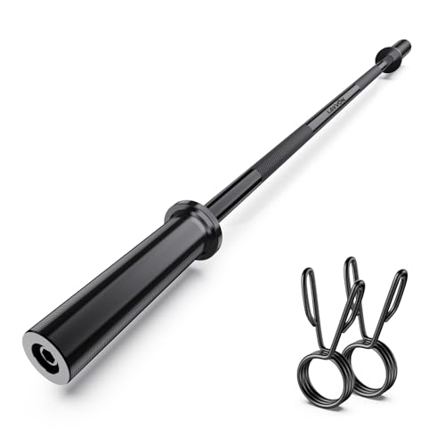 57"Olympic Barbell Bar, 2" Standard Straight Bars for Weight Lifting | Barbells Bar for Bench Press/Squats/Hip Thrusts/Lunges/Biceps- Home Gym Weight Bar- 2 Spring Collars(500lb Weight Capacity) - color: Black